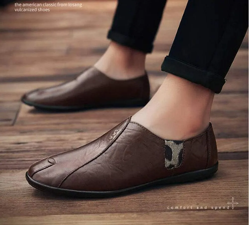 Men's Driving Shoes Premium Genuine Leather Fashion Slipper Casual Slip On Loafers Shoes