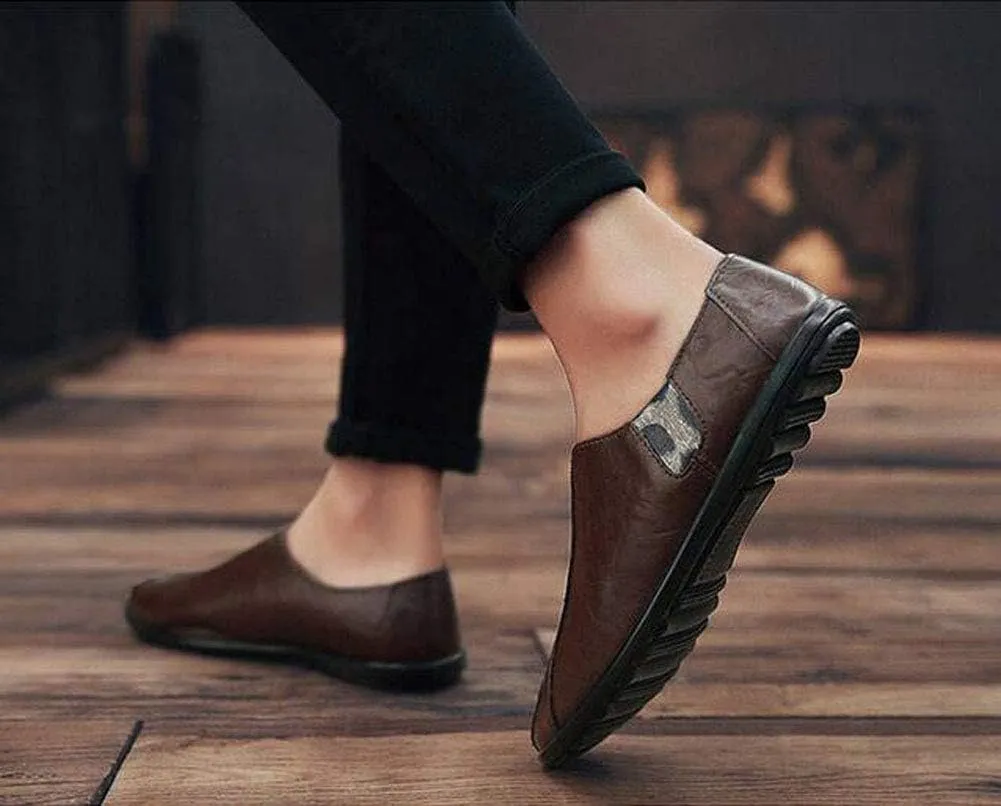 Men's Driving Shoes Premium Genuine Leather Fashion Slipper Casual Slip On Loafers Shoes