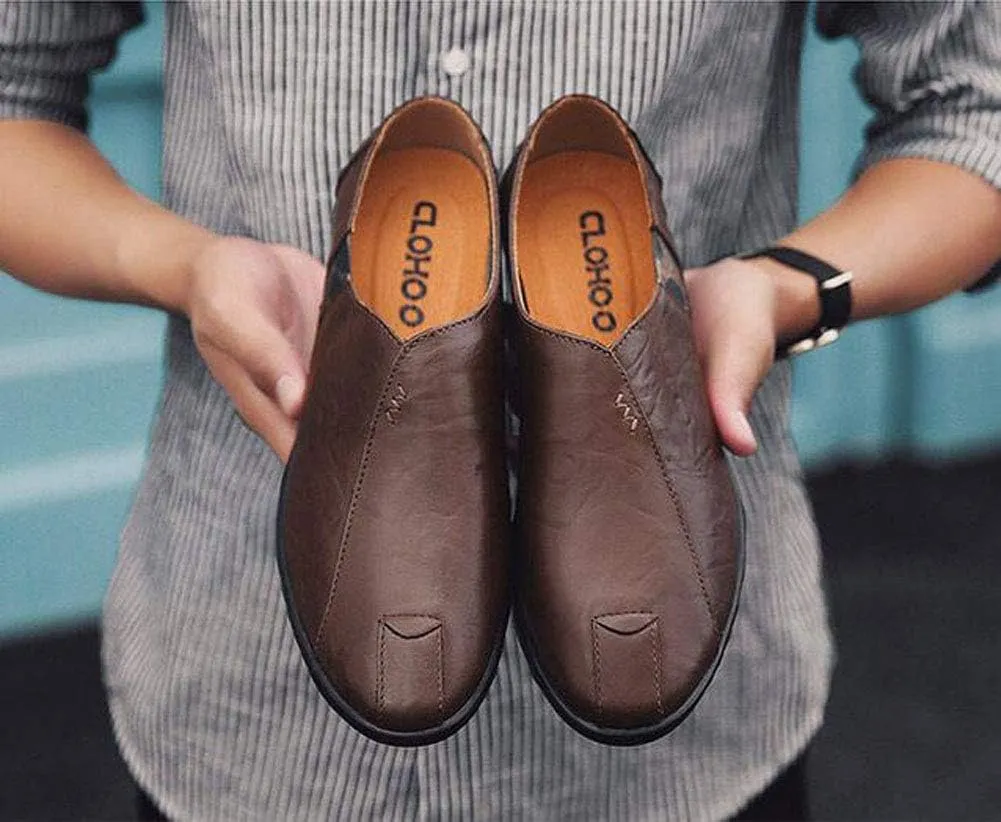 Men's Driving Shoes Premium Genuine Leather Fashion Slipper Casual Slip On Loafers Shoes