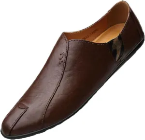 Men's Driving Shoes Premium Genuine Leather Fashion Slipper Casual Slip On Loafers Shoes