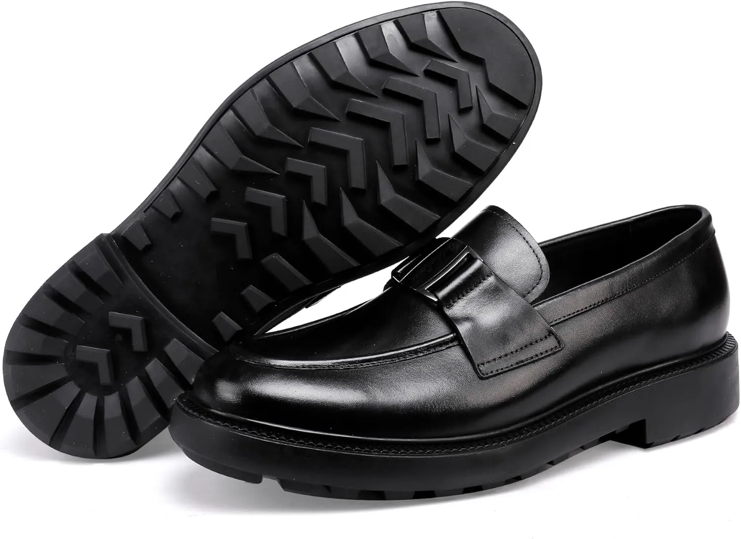 Mens Genuine Leather Dress Shoes Casual Buckle Business Dress Loafer Formal Slip On Penny Party Loafer Shoes for Men