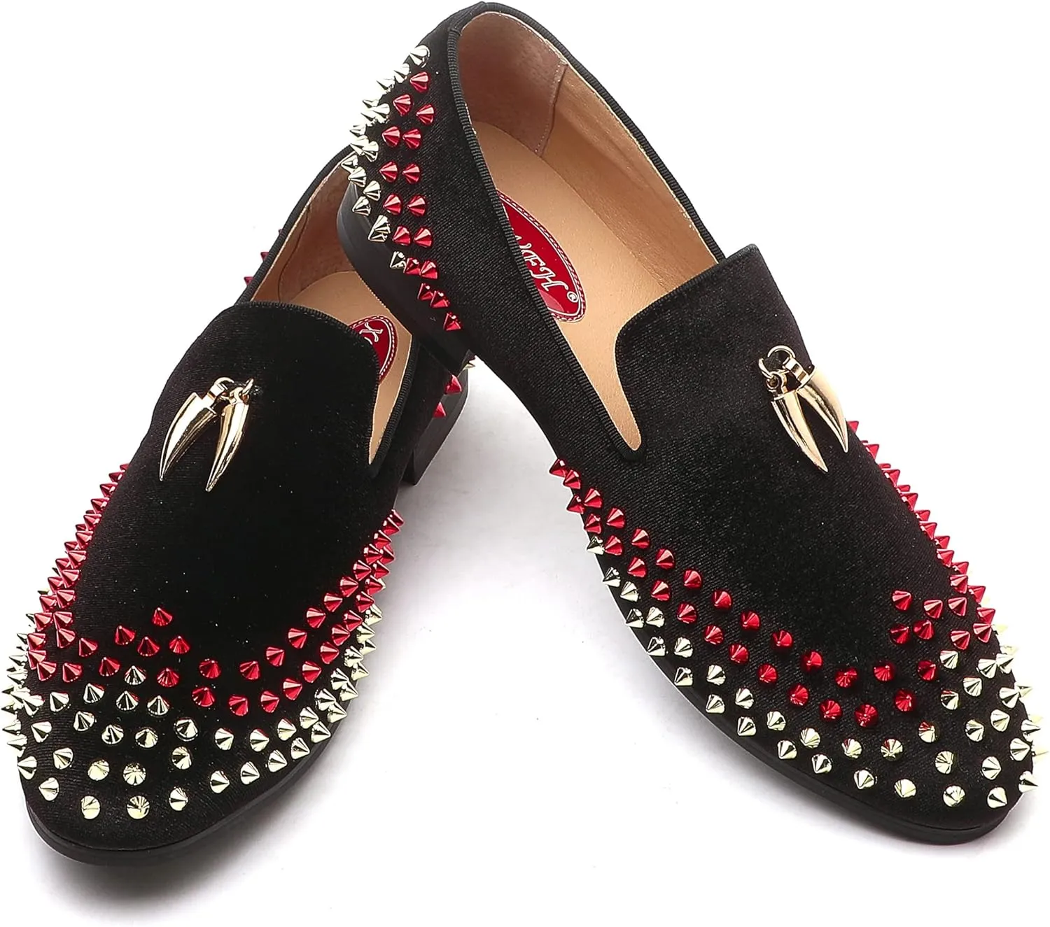 Mens Leopard Loafers Leather Embroidery Spiked Slip on Dress Shoes Slipper Luxury Fashion Penny Prom