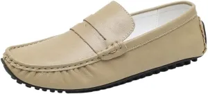 Mens Loafers Round Toe Vegan Leather Driving Shoes Comfortable Lightweight Flexible Walking Casual Slip On
