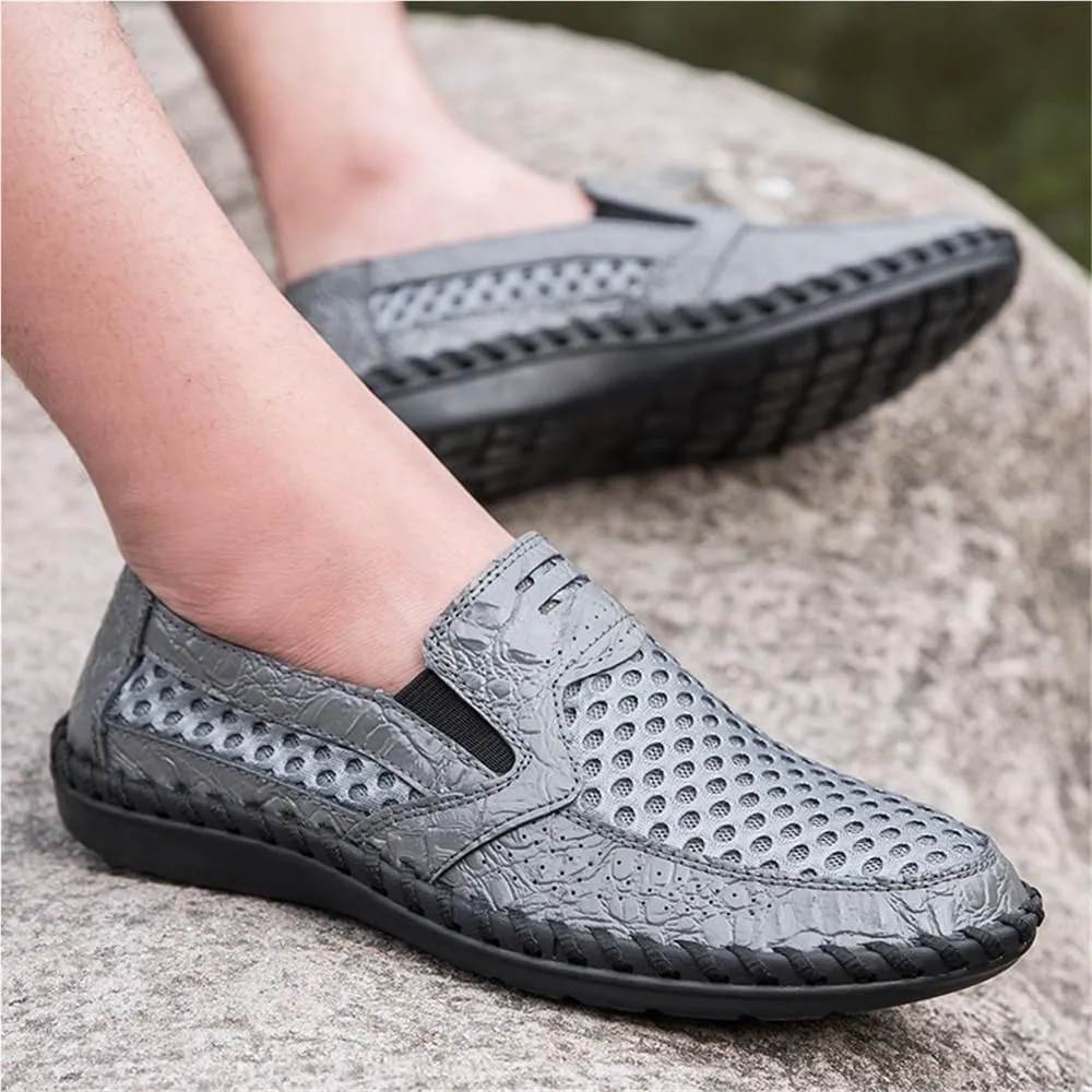 Mens Loafers Shoe Breathable Lightweight Stitching Details Driving Loafers Flat Heel Anti-Slip Slip Resistant Walking Prom Slip-ons