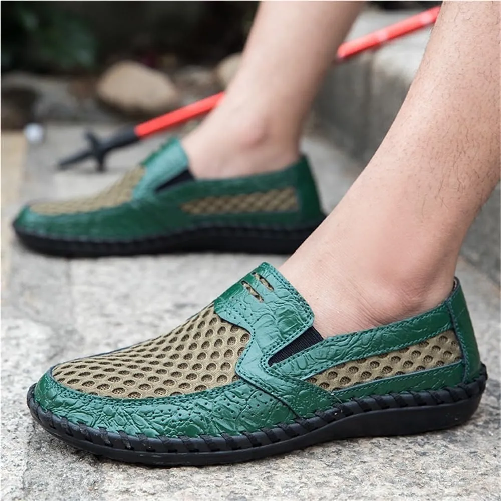 Mens Loafers Shoe Breathable Lightweight Stitching Details Driving Loafers Flat Heel Anti-Slip Slip Resistant Walking Prom Slip-ons