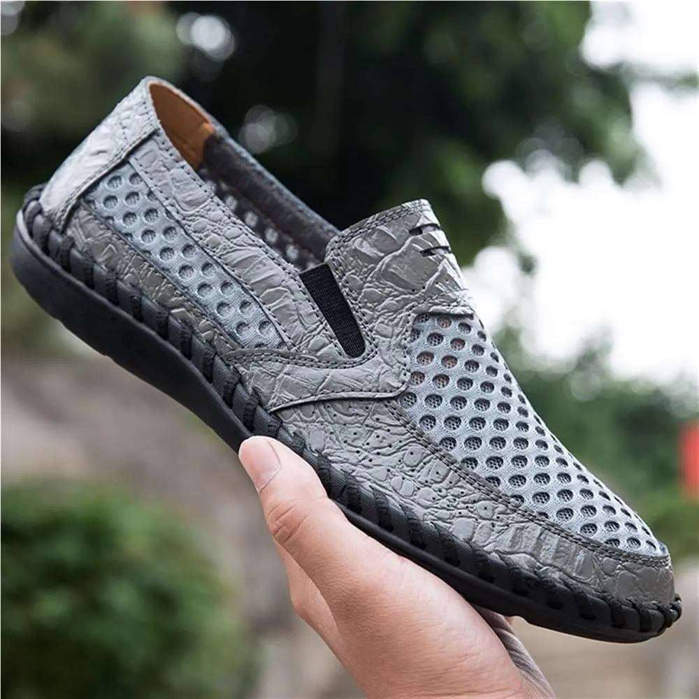 Mens Loafers Shoe Breathable Lightweight Stitching Details Driving Loafers Flat Heel Anti-Slip Slip Resistant Walking Prom Slip-ons