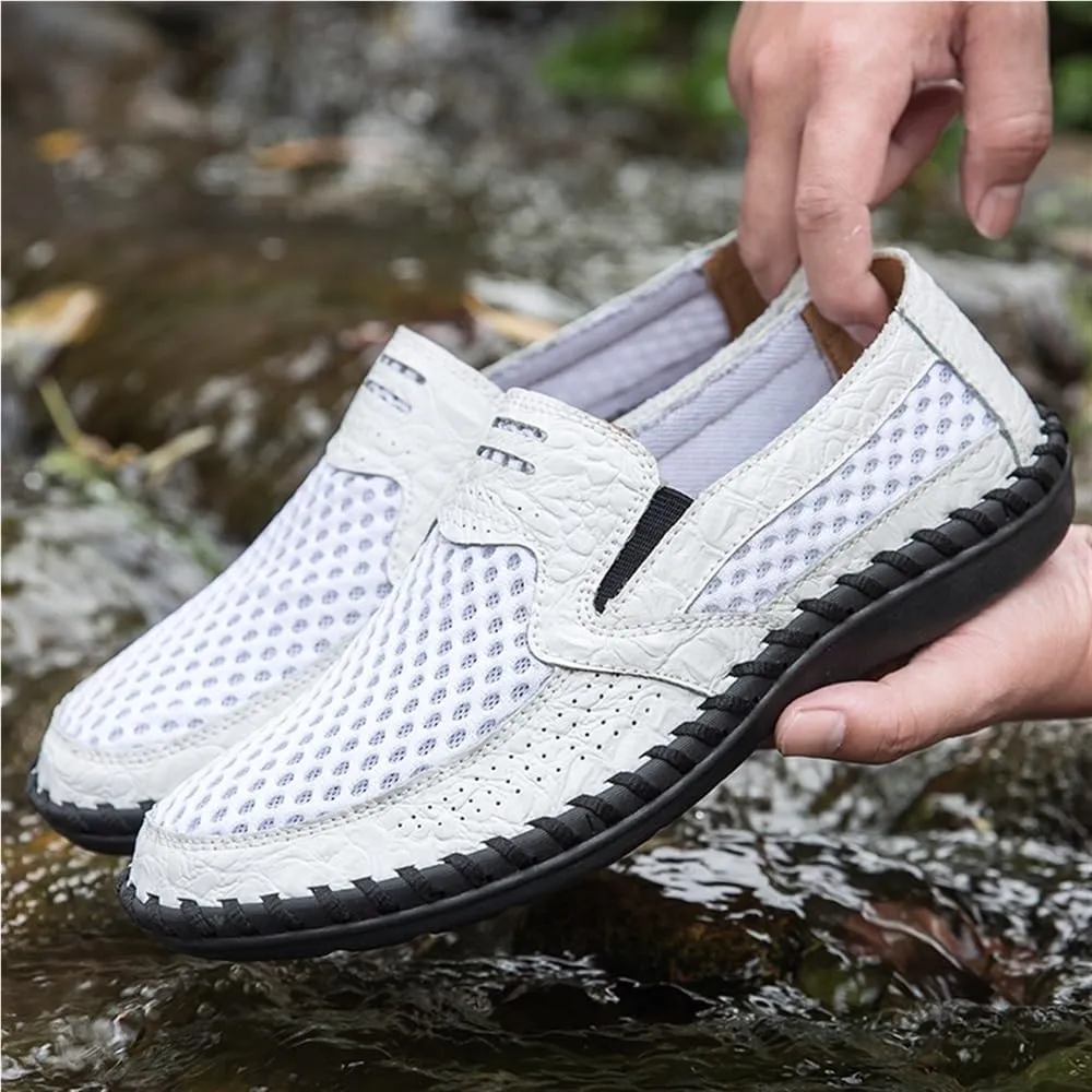 Mens Loafers Shoe Breathable Lightweight Stitching Details Driving Loafers Flat Heel Anti-Slip Slip Resistant Walking Prom Slip-ons