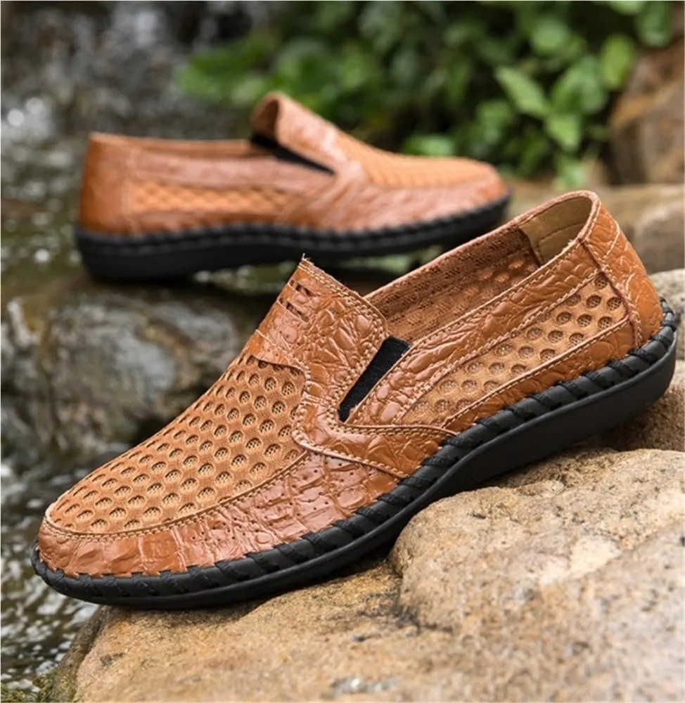 Mens Loafers Shoe Breathable Lightweight Stitching Details Driving Loafers Flat Heel Anti-Slip Slip Resistant Walking Prom Slip-ons
