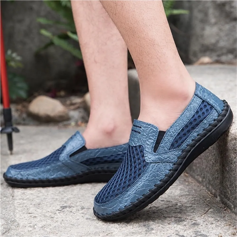 Mens Loafers Shoe Breathable Lightweight Stitching Details Driving Loafers Flat Heel Anti-Slip Slip Resistant Walking Prom Slip-ons