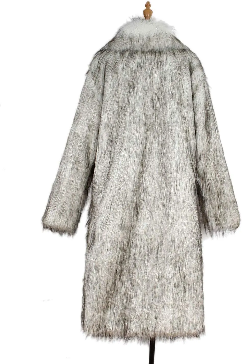 Men's Long Sleeve Fluffy Faux Fur Coat,Mens Winter Warm Faux Fur Overcoat,Long Thicken Soft Jacket Outerwear