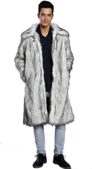 Men's Long Sleeve Fluffy Faux Fur Coat,Mens Winter Warm Faux Fur Overcoat,Long Thicken Soft Jacket Outerwear
