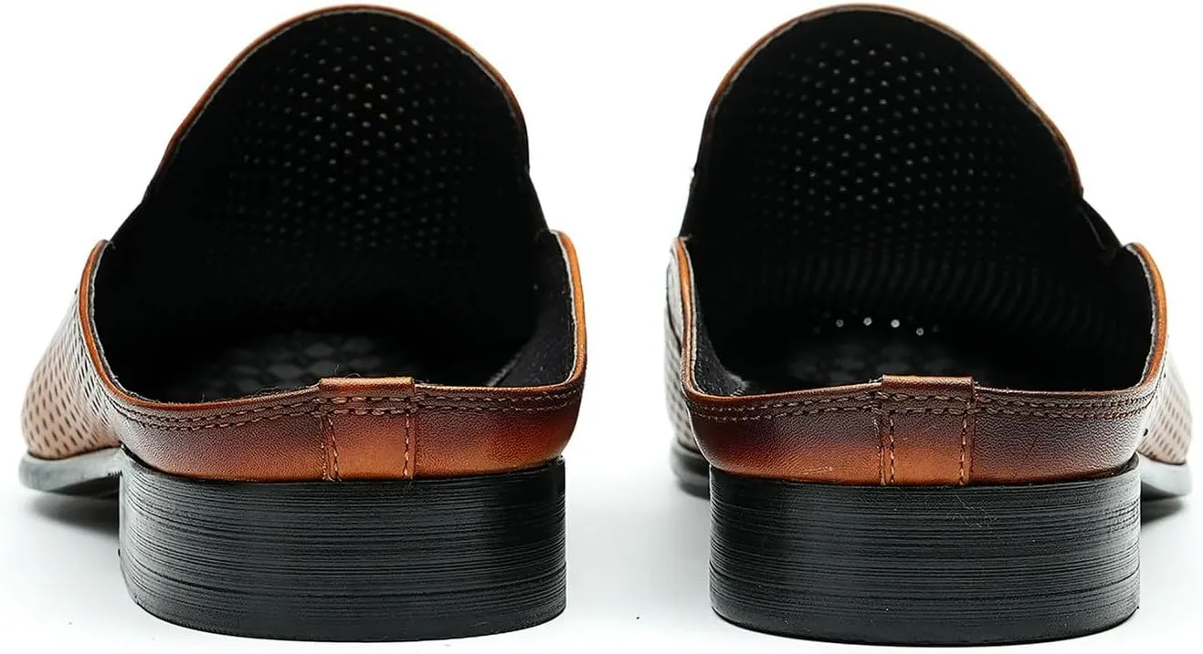 Men's Mules Formal Dress Loafers Leather Open Back Slippers Business Wedding Casual Fashion Slip On Clogs Sandals Summer Dress Shoes for Men