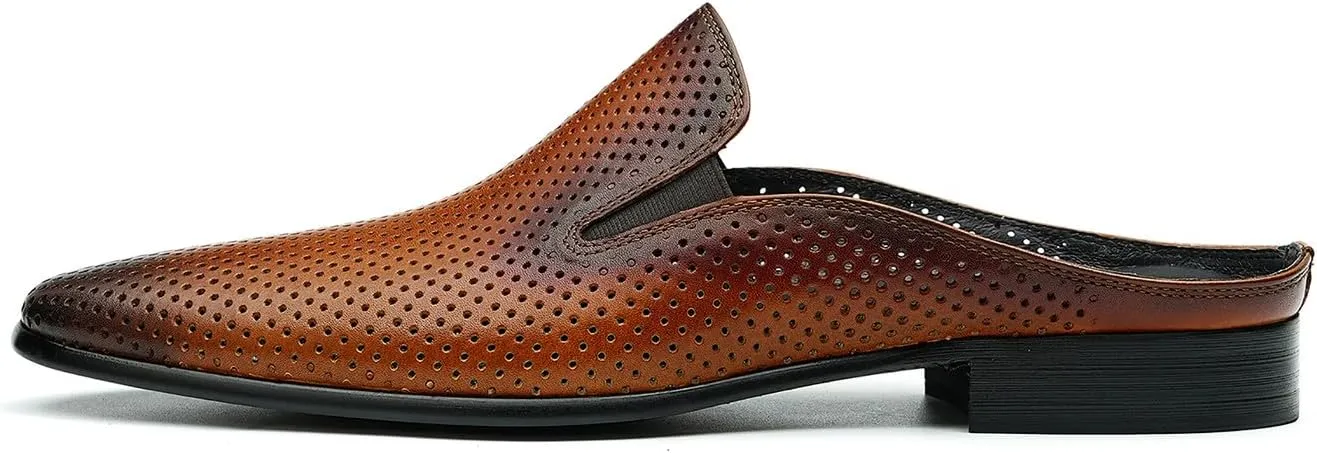 Men's Mules Formal Dress Loafers Leather Open Back Slippers Business Wedding Casual Fashion Slip On Clogs Sandals Summer Dress Shoes for Men