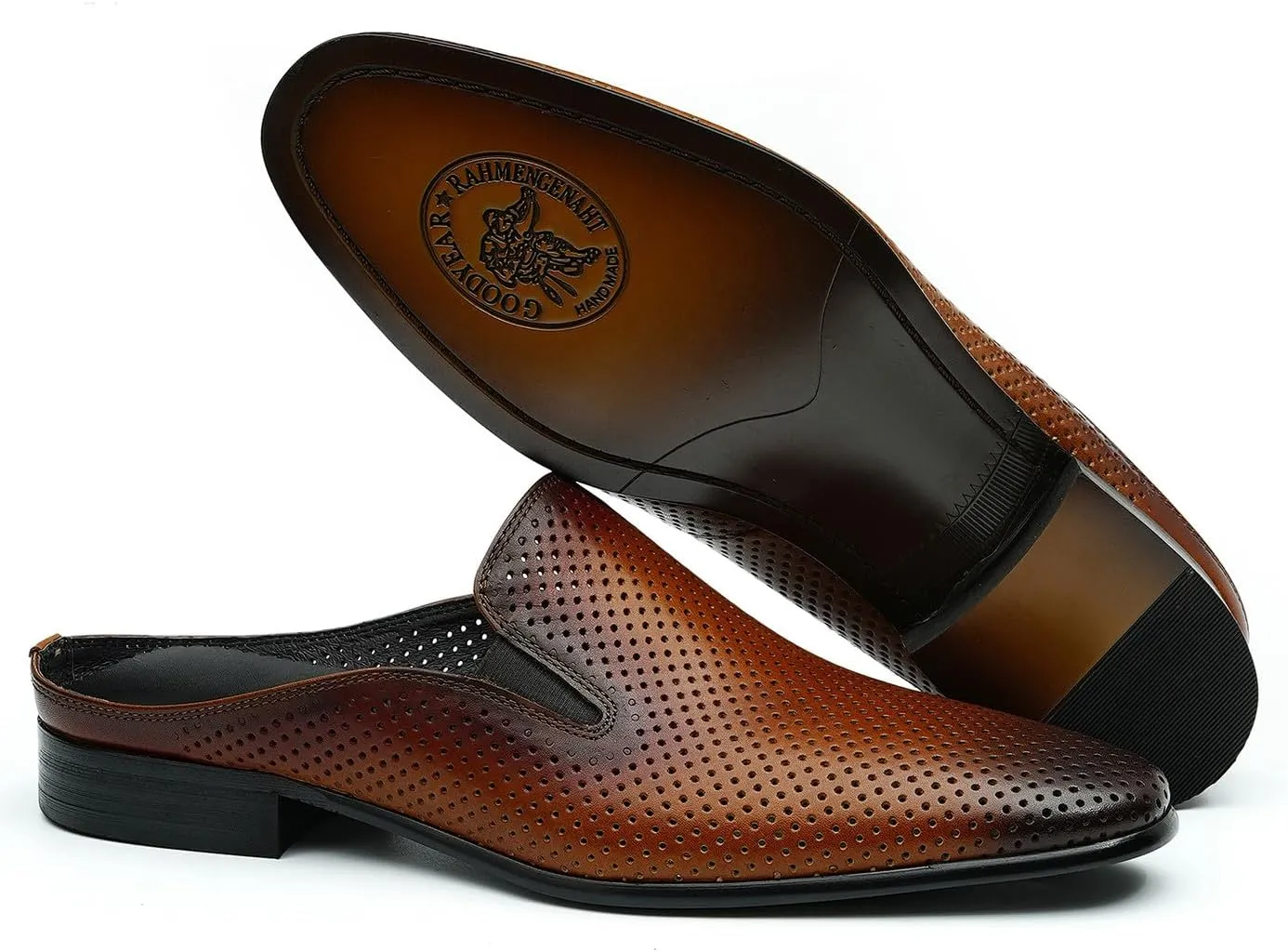 Men's Mules Formal Dress Loafers Leather Open Back Slippers Business Wedding Casual Fashion Slip On Clogs Sandals Summer Dress Shoes for Men