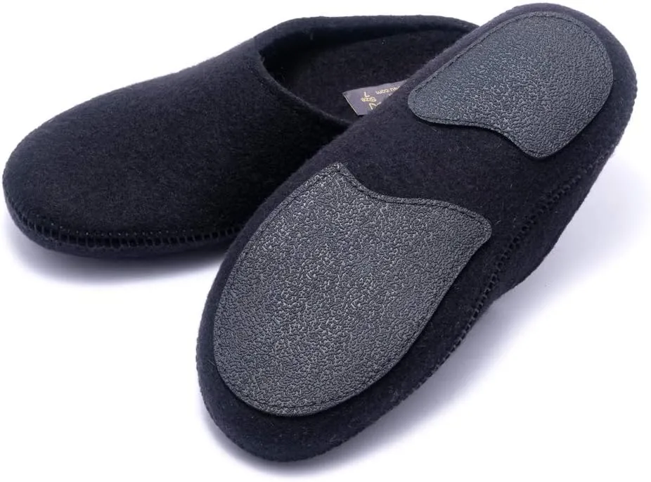 Men's Natural 100% Wool Slippers with Arch Support Insoles and Non-Slip Rubber Soles, Hypoallergenic