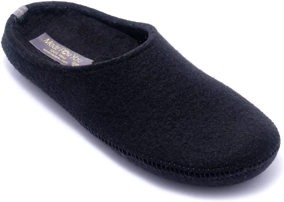 Men's Natural 100% Wool Slippers with Arch Support Insoles and Non-Slip Rubber Soles, Hypoallergenic