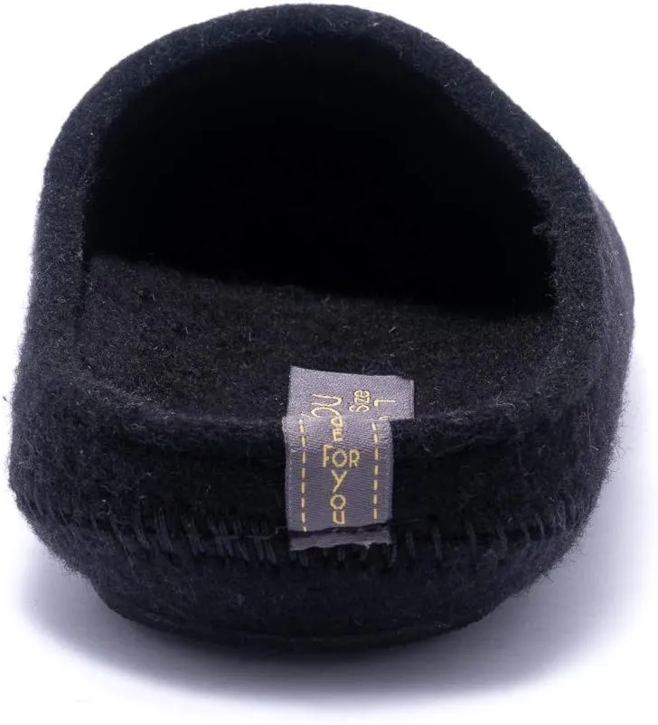 Men's Natural 100% Wool Slippers with Arch Support Insoles and Non-Slip Rubber Soles, Hypoallergenic