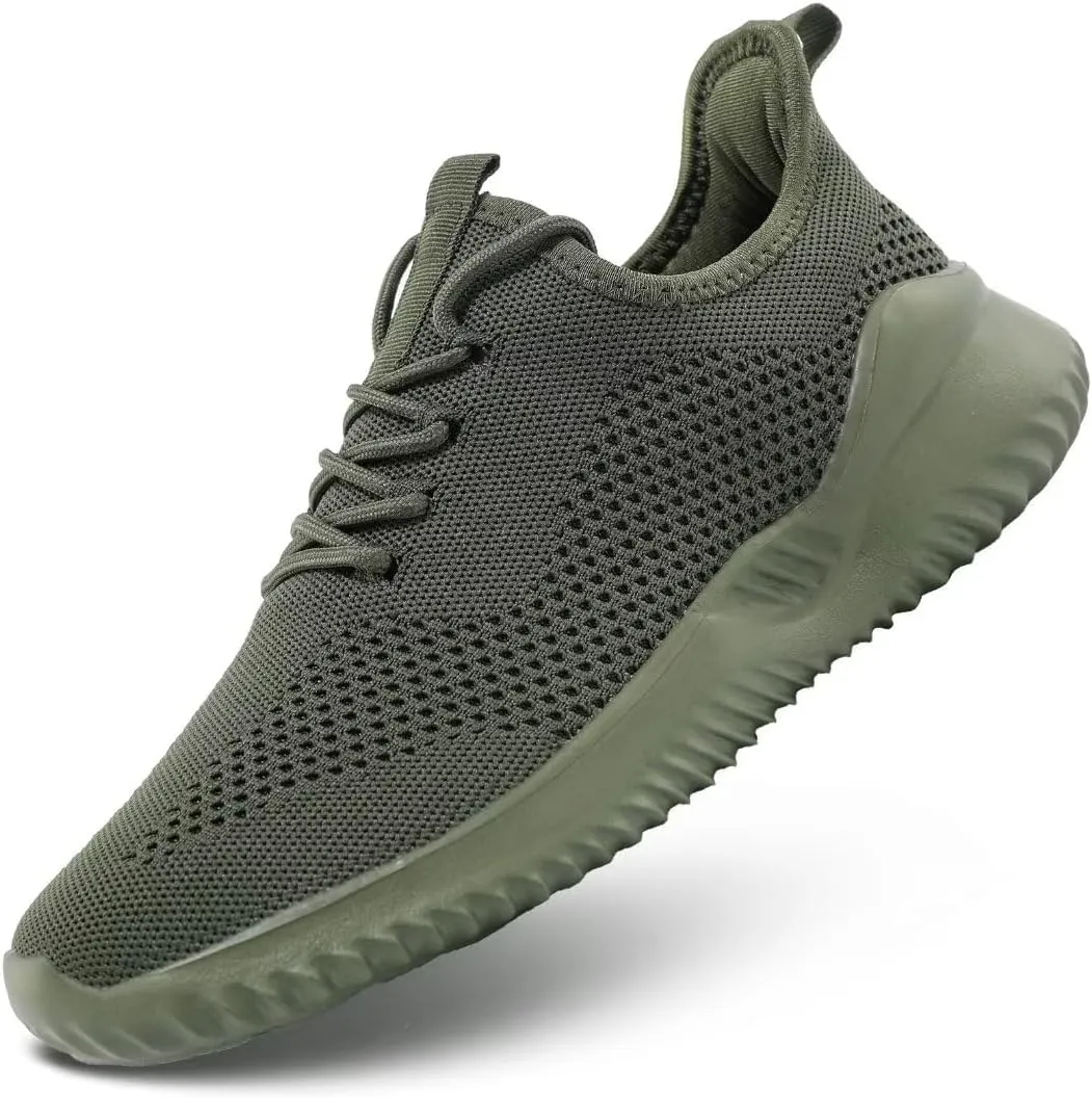 Mens Running Shoes Slip-on Walking Tennis Sneakers Lightweight Breathable Casual Soft Sole Work Gym Trainers