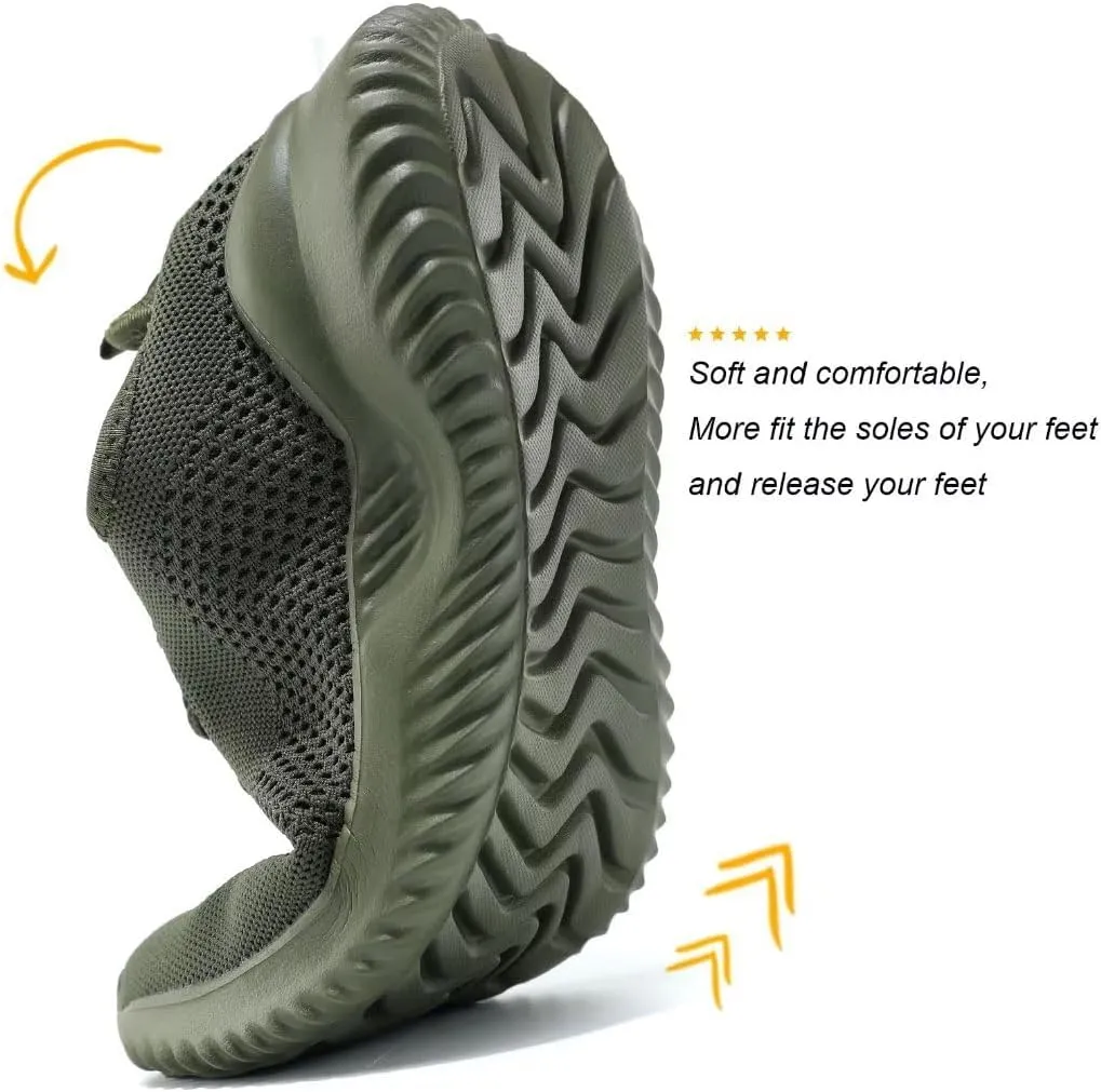 Mens Running Shoes Slip-on Walking Tennis Sneakers Lightweight Breathable Casual Soft Sole Work Gym Trainers