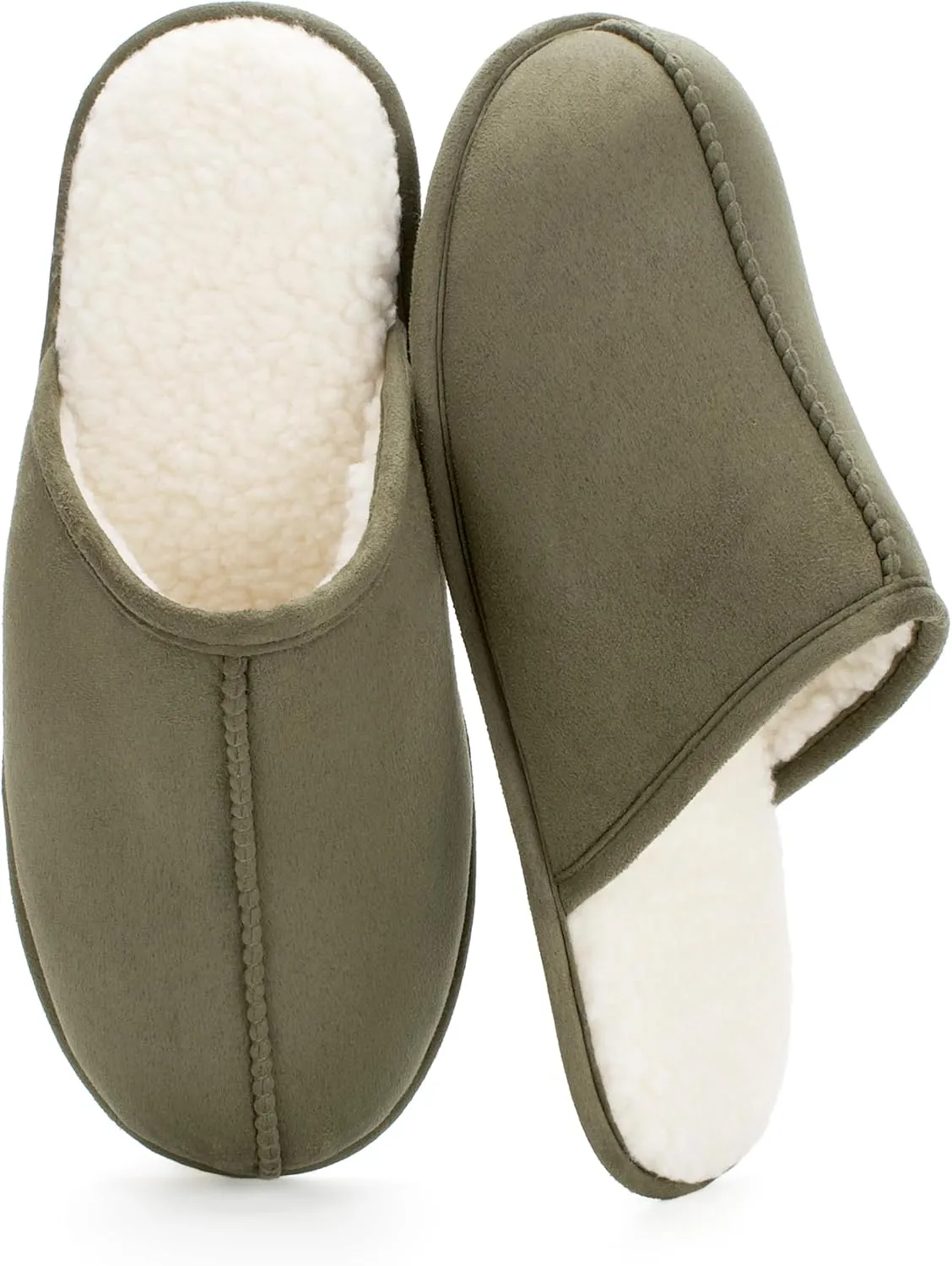 Men's Scuff Slippers with Memory Foam, Faux Suede Open Back House Slip-ons, Non-slip Indoor/Outdoor Soles, Unique Gifts, Sizes 8-15