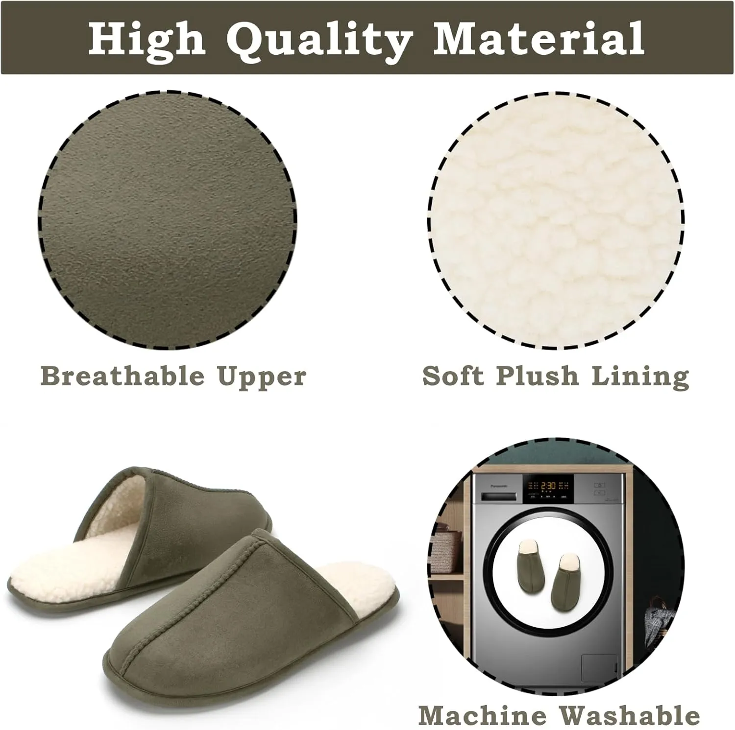 Men's Scuff Slippers with Memory Foam, Faux Suede Open Back House Slip-ons, Non-slip Indoor/Outdoor Soles, Unique Gifts, Sizes 8-15