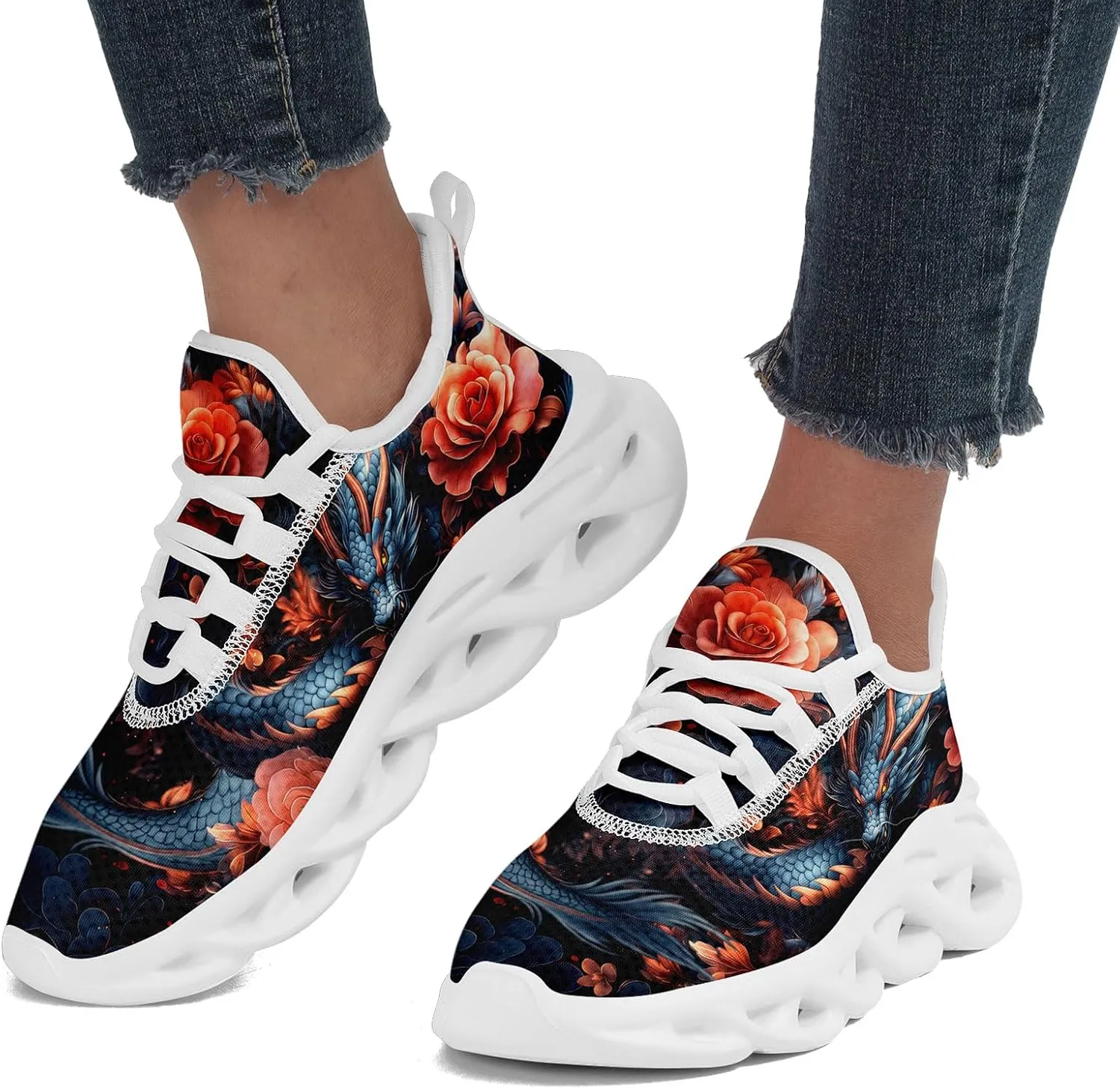 Men's Skull Running Shoes Athletic Trainers Lightweight Walking Sneakers Fashion Sports Tennis Shoes for Women Men