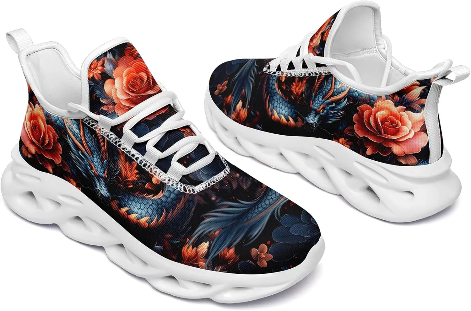 Men's Skull Running Shoes Athletic Trainers Lightweight Walking Sneakers Fashion Sports Tennis Shoes for Women Men