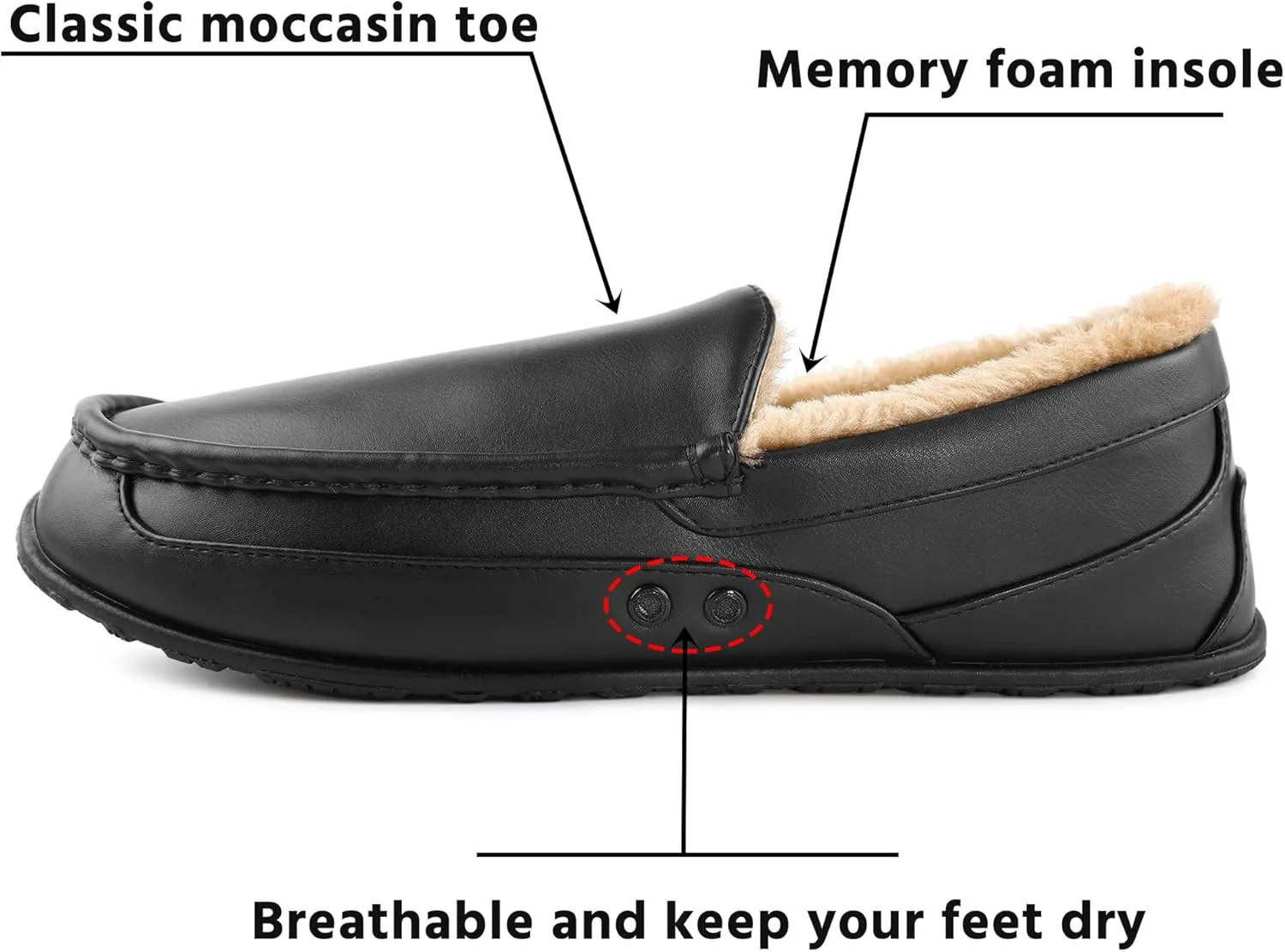 Men's Slippers House Shoes Furry Water-resistant Indoor&Outdoor Mocassin Anti-Slip slipper for men