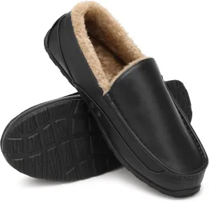 Men's Slippers House Shoes Furry Water-resistant Indoor&Outdoor Mocassin Anti-Slip slipper for men
