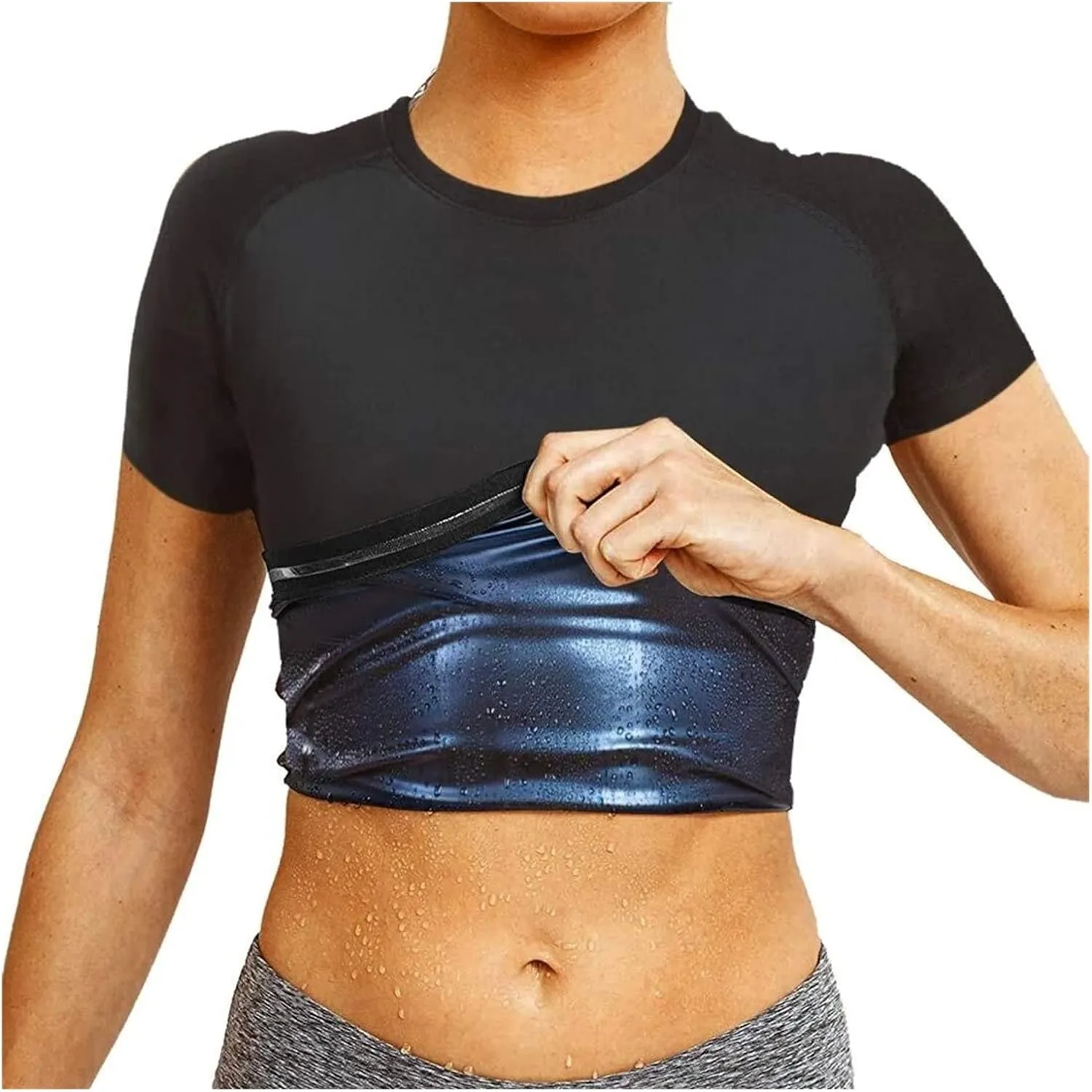 Men's Thermal Sauna Compression Shirt Neoprene Waist Vest Lumbar Sports Shapewear Men's Waist Trainer Sauna Suits