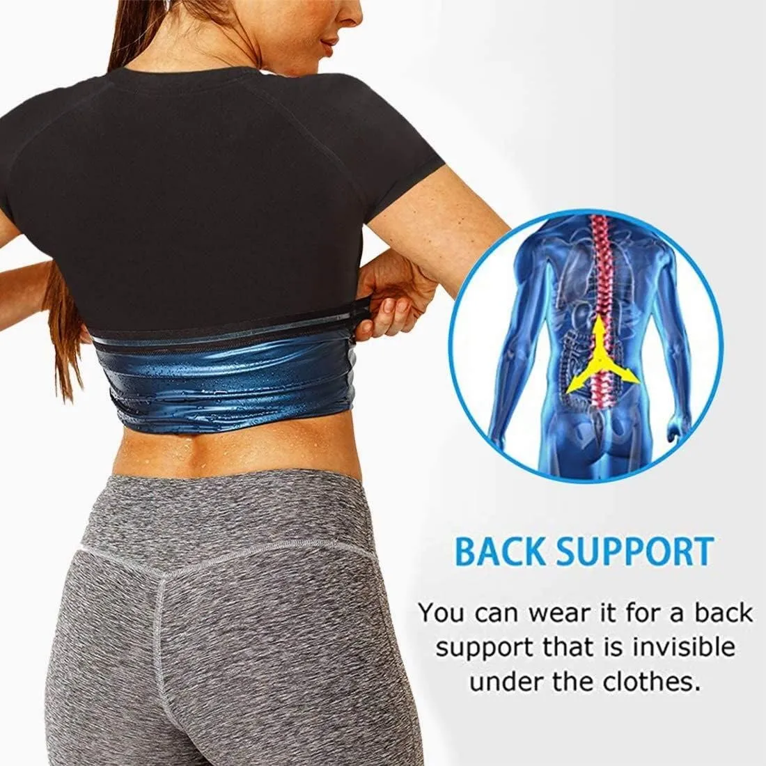 Men's Thermal Sauna Compression Shirt Neoprene Waist Vest Lumbar Sports Shapewear Men's Waist Trainer Sauna Suits