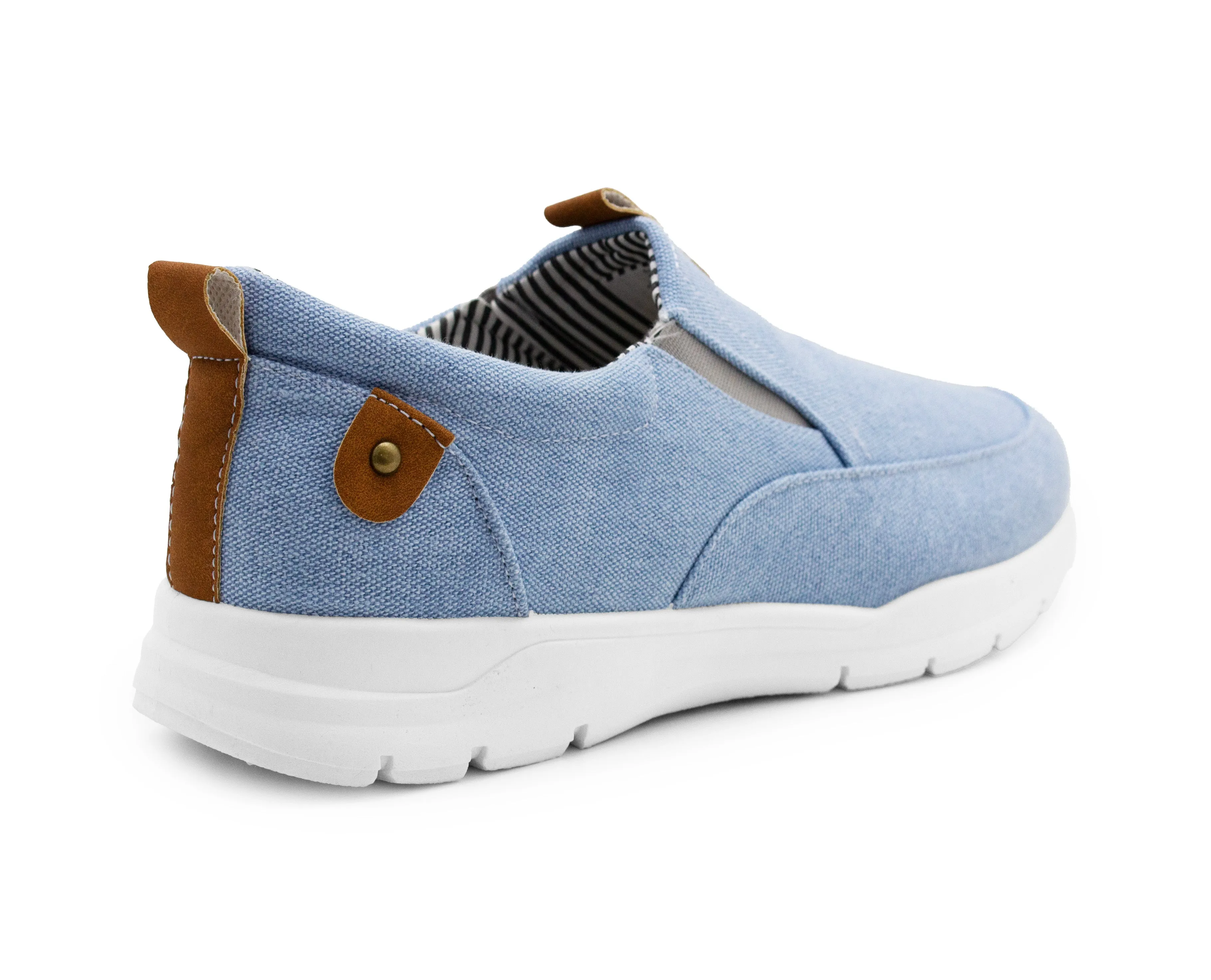 Mens Washed Blue Canvas Slip On Trainers Elastic Twin Gusset Denim Casual Fashion Trainer Sneaker Pumps