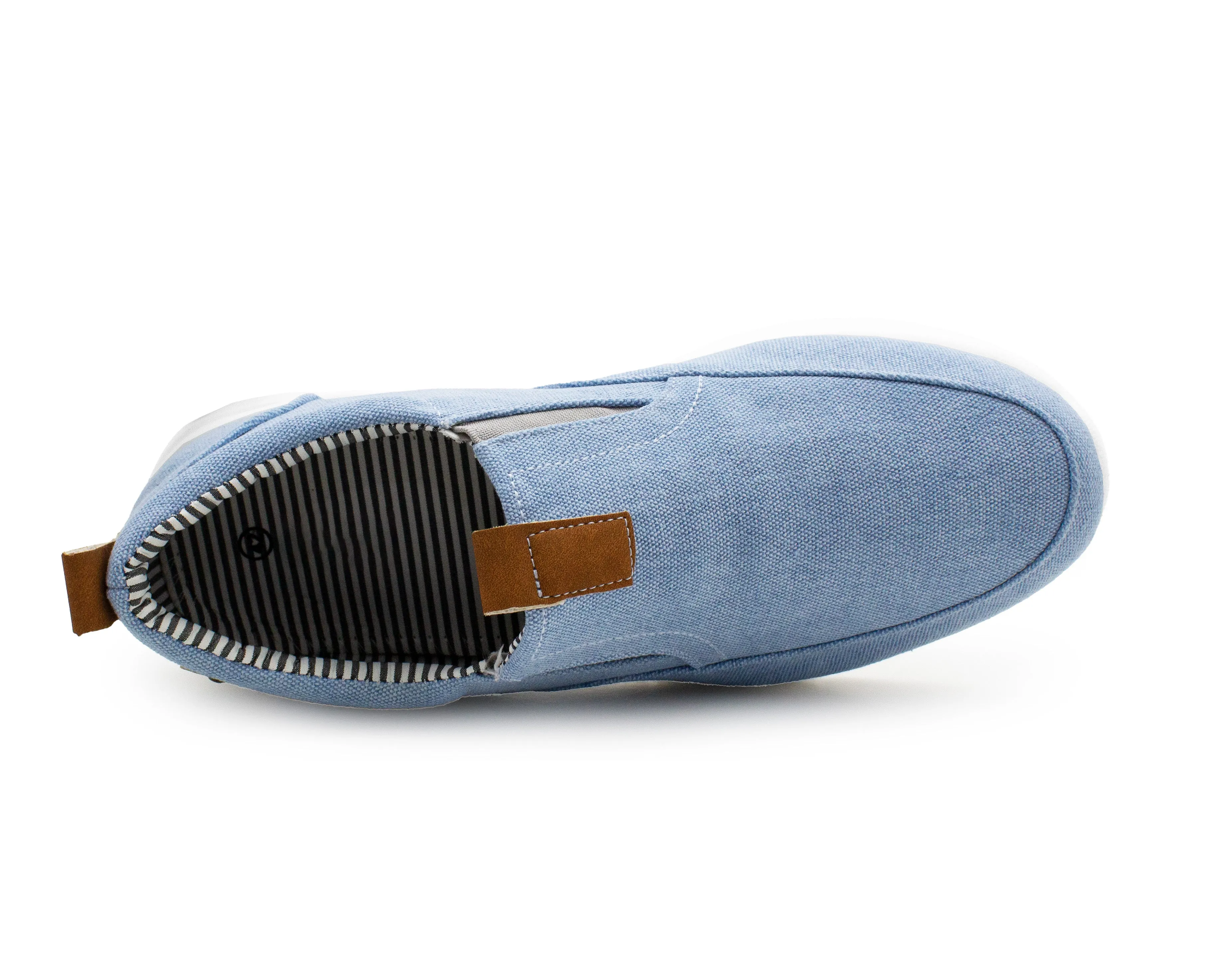 Mens Washed Blue Canvas Slip On Trainers Elastic Twin Gusset Denim Casual Fashion Trainer Sneaker Pumps