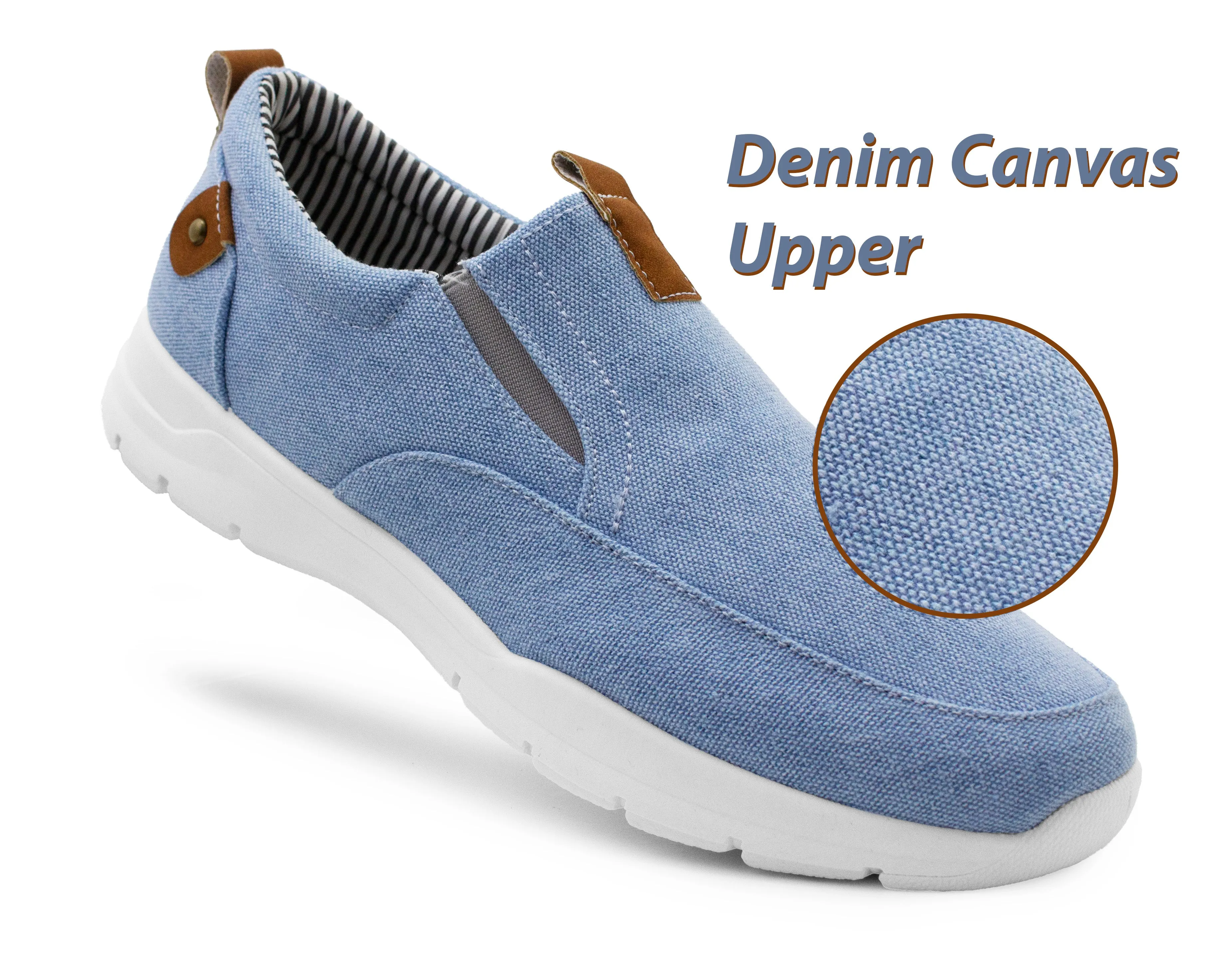 Mens Washed Blue Canvas Slip On Trainers Elastic Twin Gusset Denim Casual Fashion Trainer Sneaker Pumps
