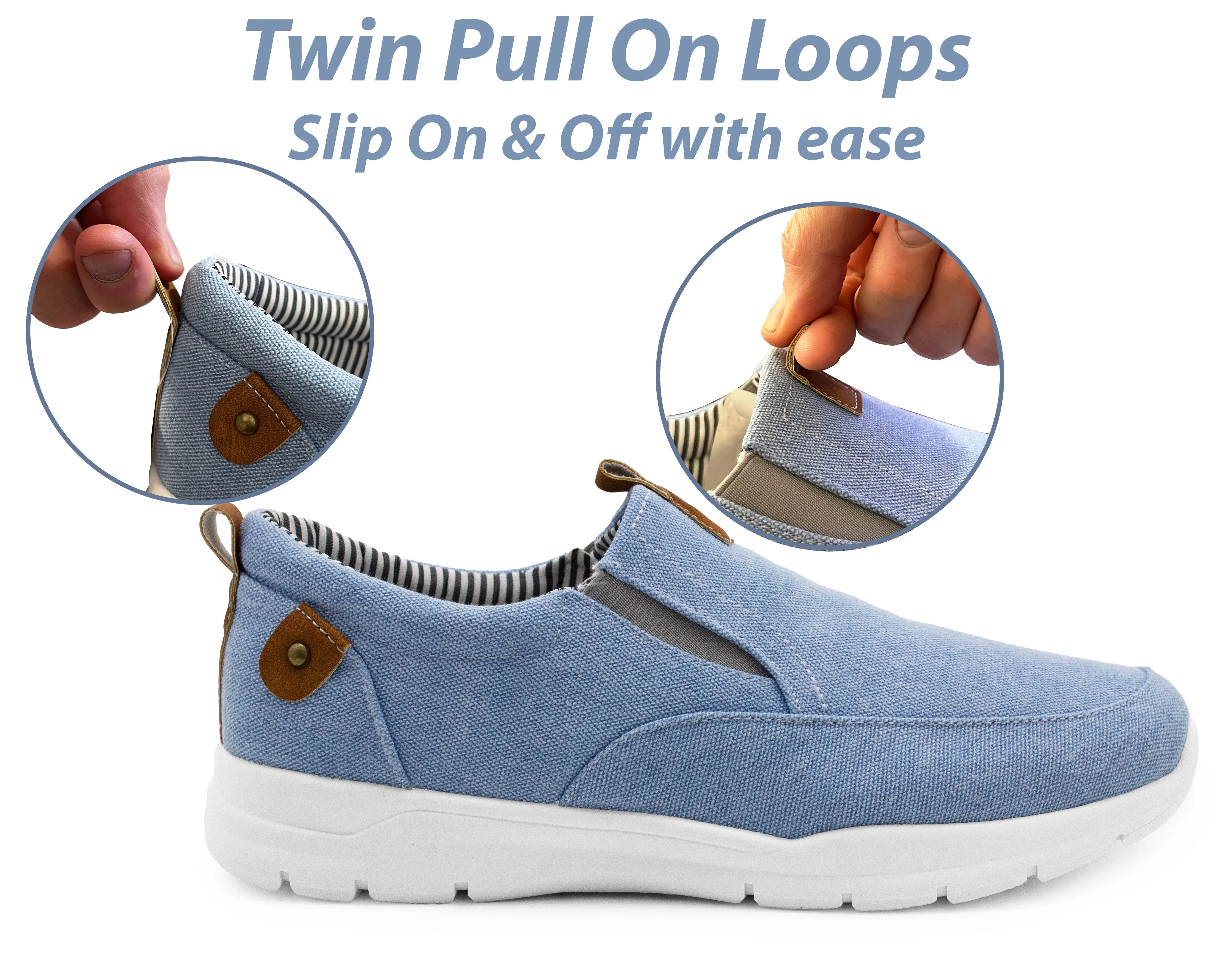 Mens Washed Blue Canvas Slip On Trainers Elastic Twin Gusset Denim Casual Fashion Trainer Sneaker Pumps