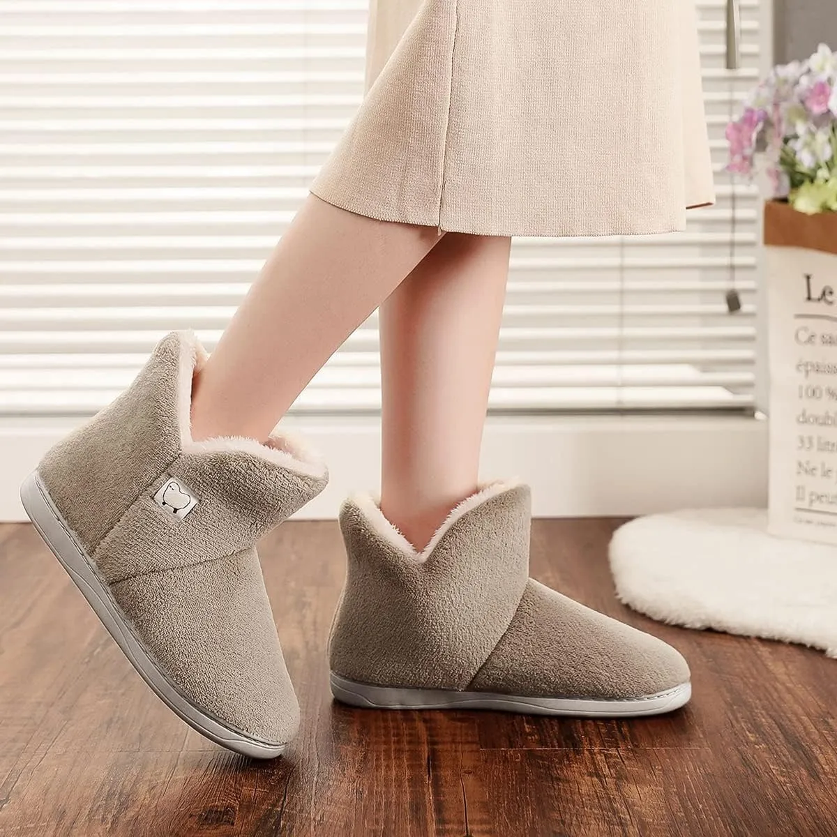 Mens Womens Comfort Slippers Plush Lining Winter Booties Slipper Memory Foam House Shoes Warm Boots Slippers