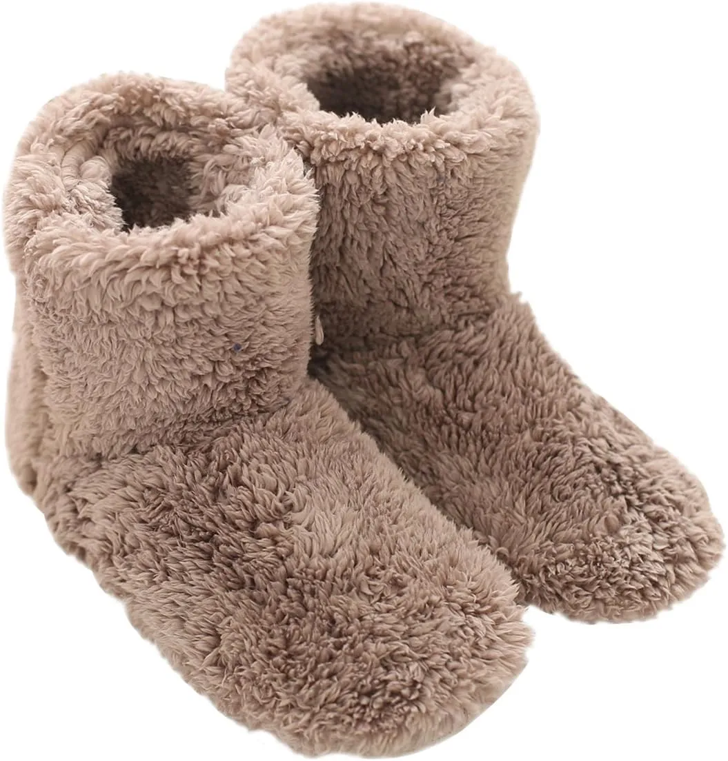 mianshe Women's and Men's Fluffy Bootie Slipper Sock with Memory Foam House Shoes