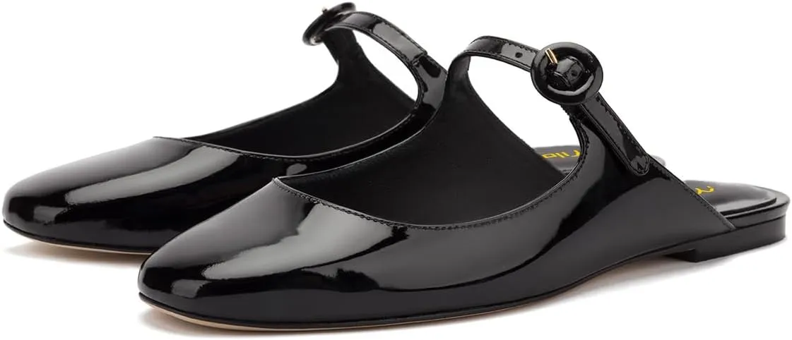 Milooey shoes Women's Flat Mules Comfortable Closed Toe Slide Sandal Ankle Strap Slipper Casual Slip On Backless Summer Dress Shoes Size 4-16 Us