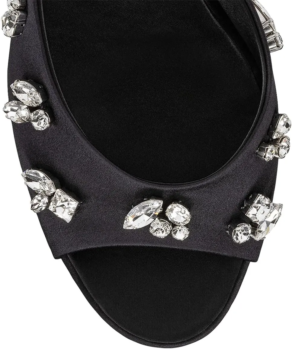 Milooey shoes Women's Peep Toe Stiletto Mules Glitter Rhinestone Studded Heeled Sandals High Heels Slides Backless Dressy Slipper Wedding Party Shoes Size 4-16 US