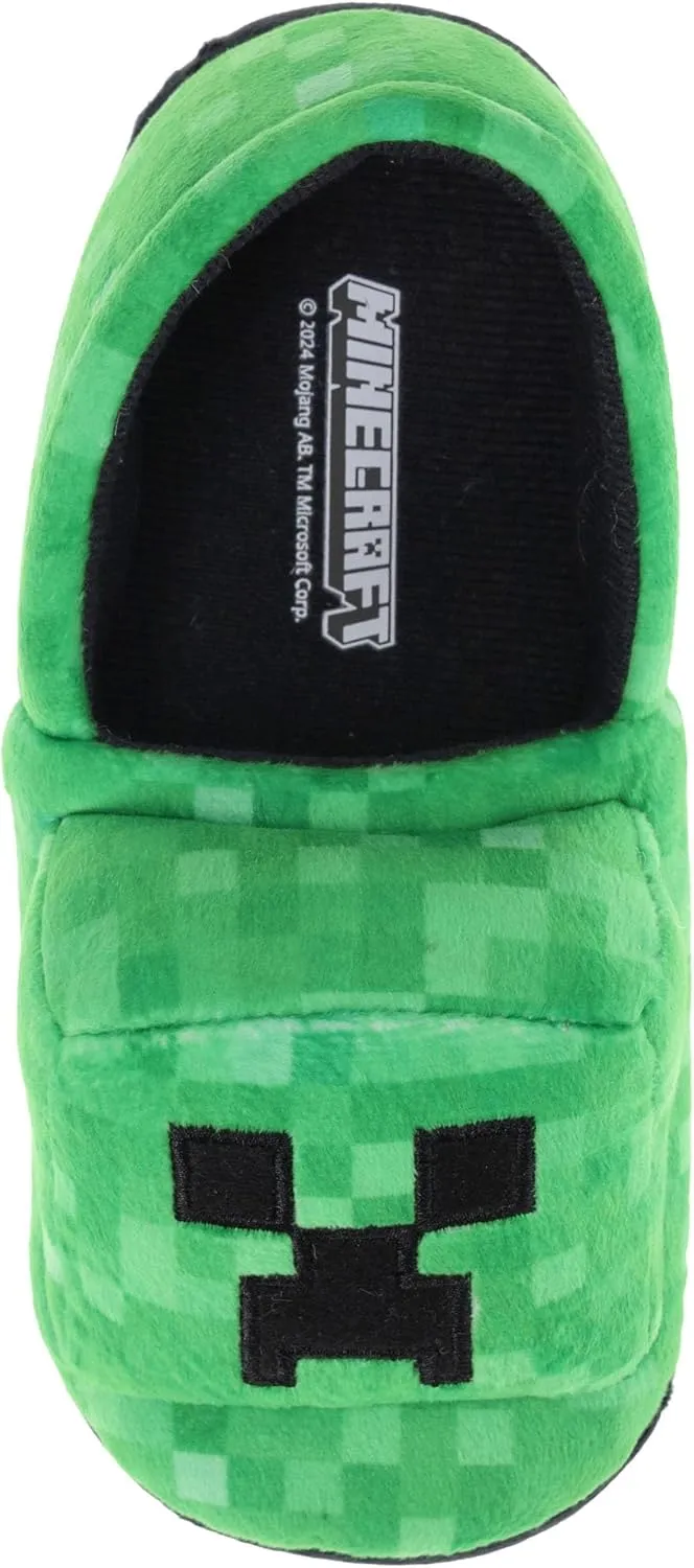 Minecraft Slippers for Kids, Slip-On Creeper Novelty Slipper Little Kid/Big Kid