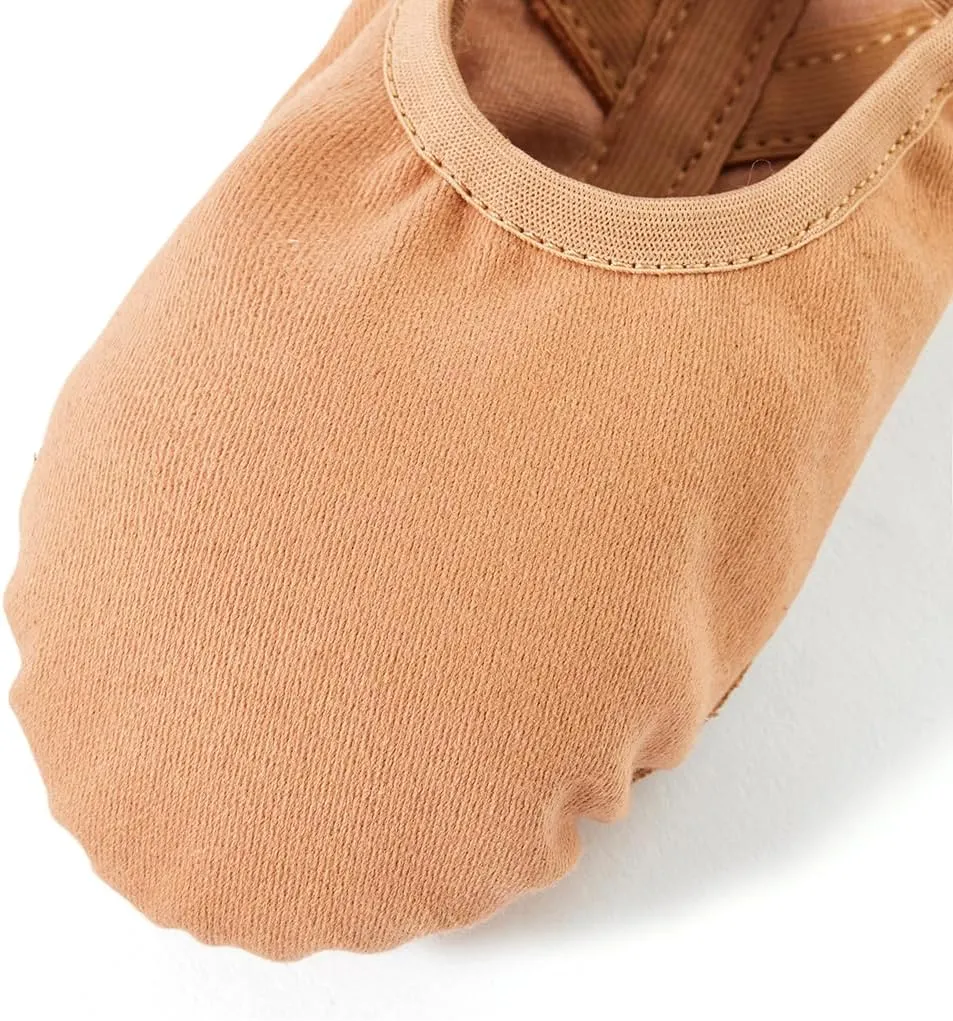 missfiona Ballet Shoes Women Stretch Canvas Performa Dance Slipper Split Sole Dance Flat for Adult