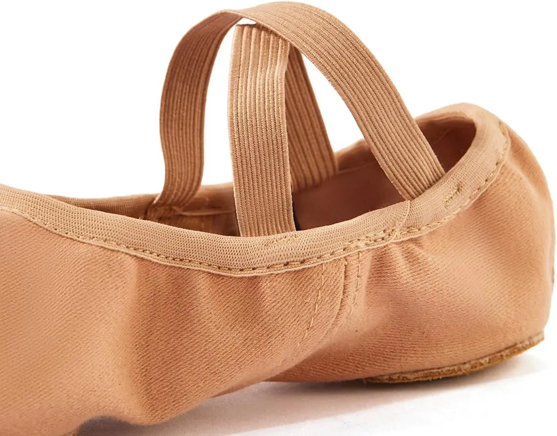 missfiona Ballet Shoes Women Stretch Canvas Performa Dance Slipper Split Sole Dance Flat for Adult