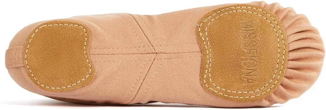 missfiona Ballet Shoes Women Stretch Canvas Performa Dance Slipper Split Sole Dance Flat for Adult