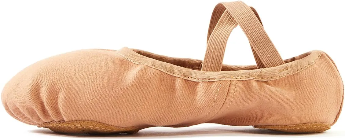missfiona Ballet Shoes Women Stretch Canvas Performa Dance Slipper Split Sole Dance Flat for Adult