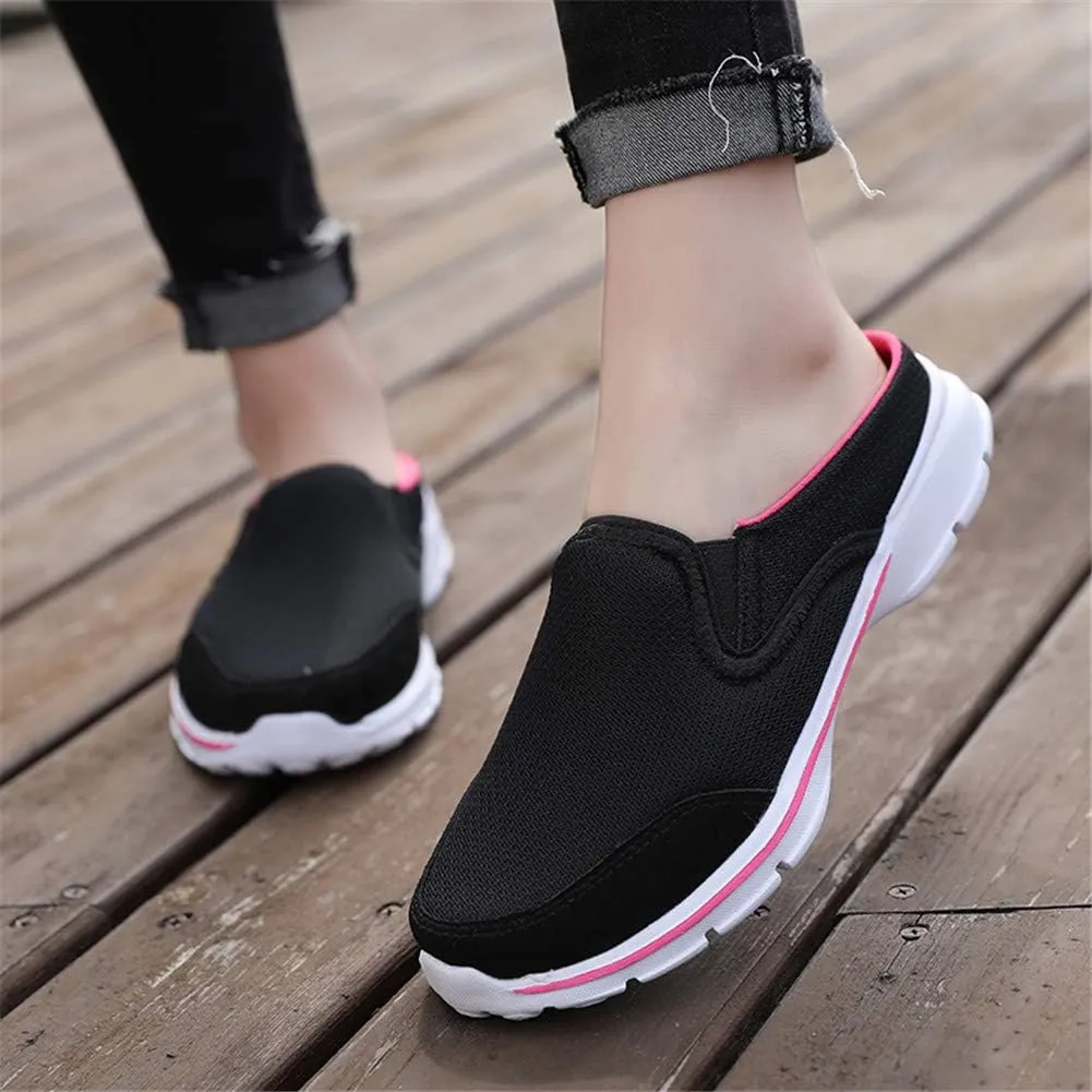 MizHome Women's Backless Walking Sneakers Summer Slip-on Mule Shoes Closed Toe Slippers