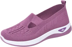 Mmoneyake Orthopedic Shoes for Women Arch Support Breathable Soft Shoes Comfy Walking Anti-Skid Sports Shoes Slip-On Breathable Mesh Trainers Casual Sneakers Footwear