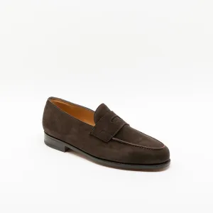 Mocassino penny John Lobb Lopez in camoscio marrone (Bruinn suede)