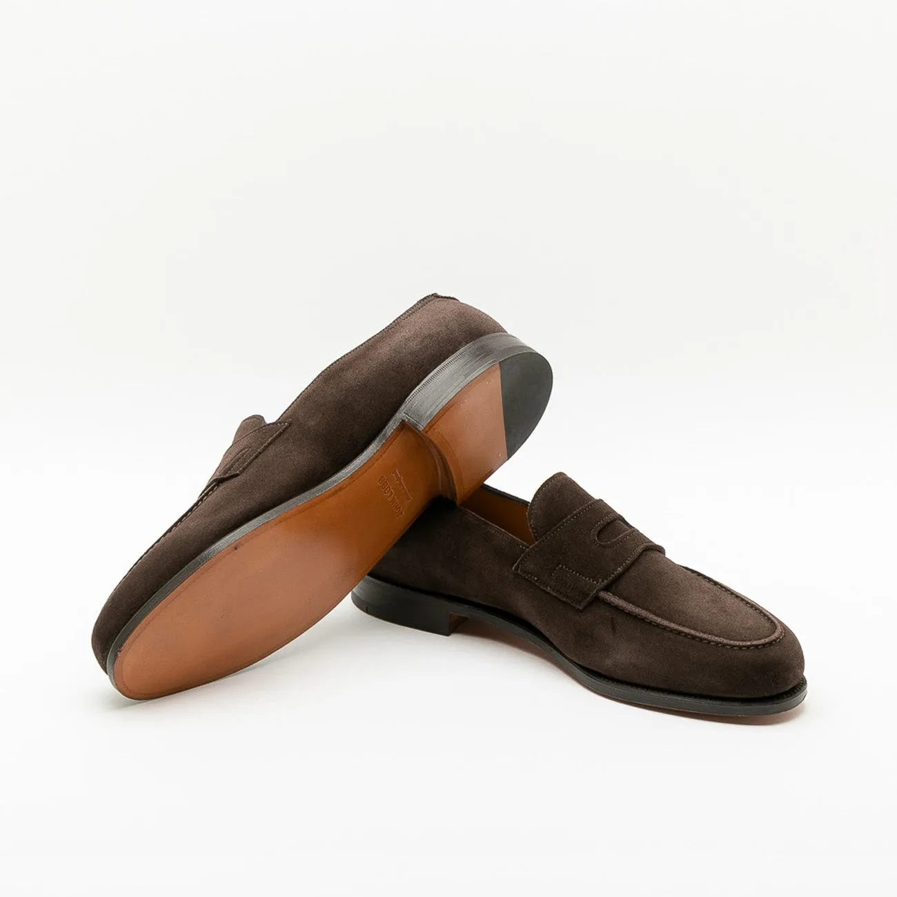 Mocassino penny John Lobb Lopez in camoscio marrone (Bruinn suede)