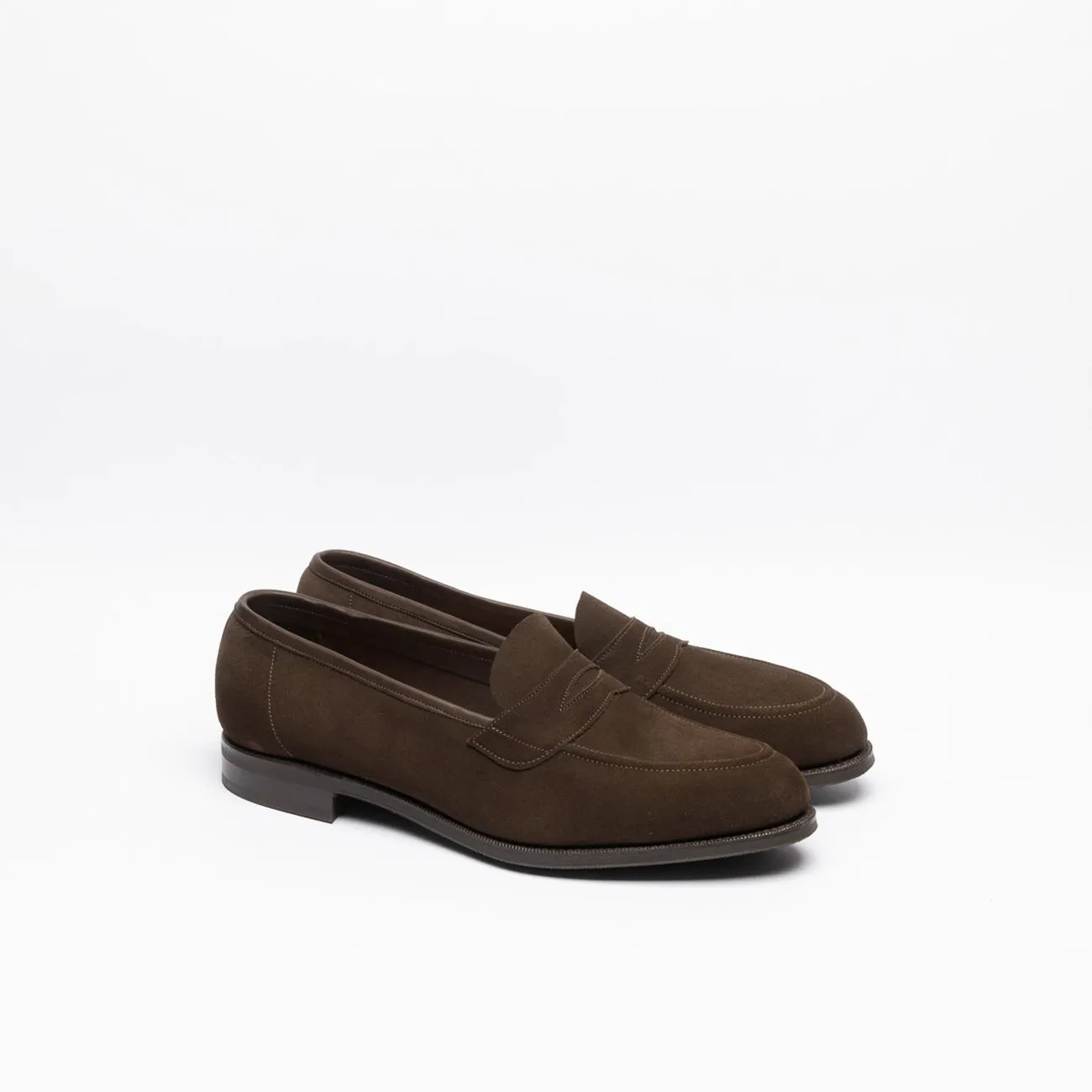 Mocassino penny loafer Edward Green Ventnor in camoscio marrone
