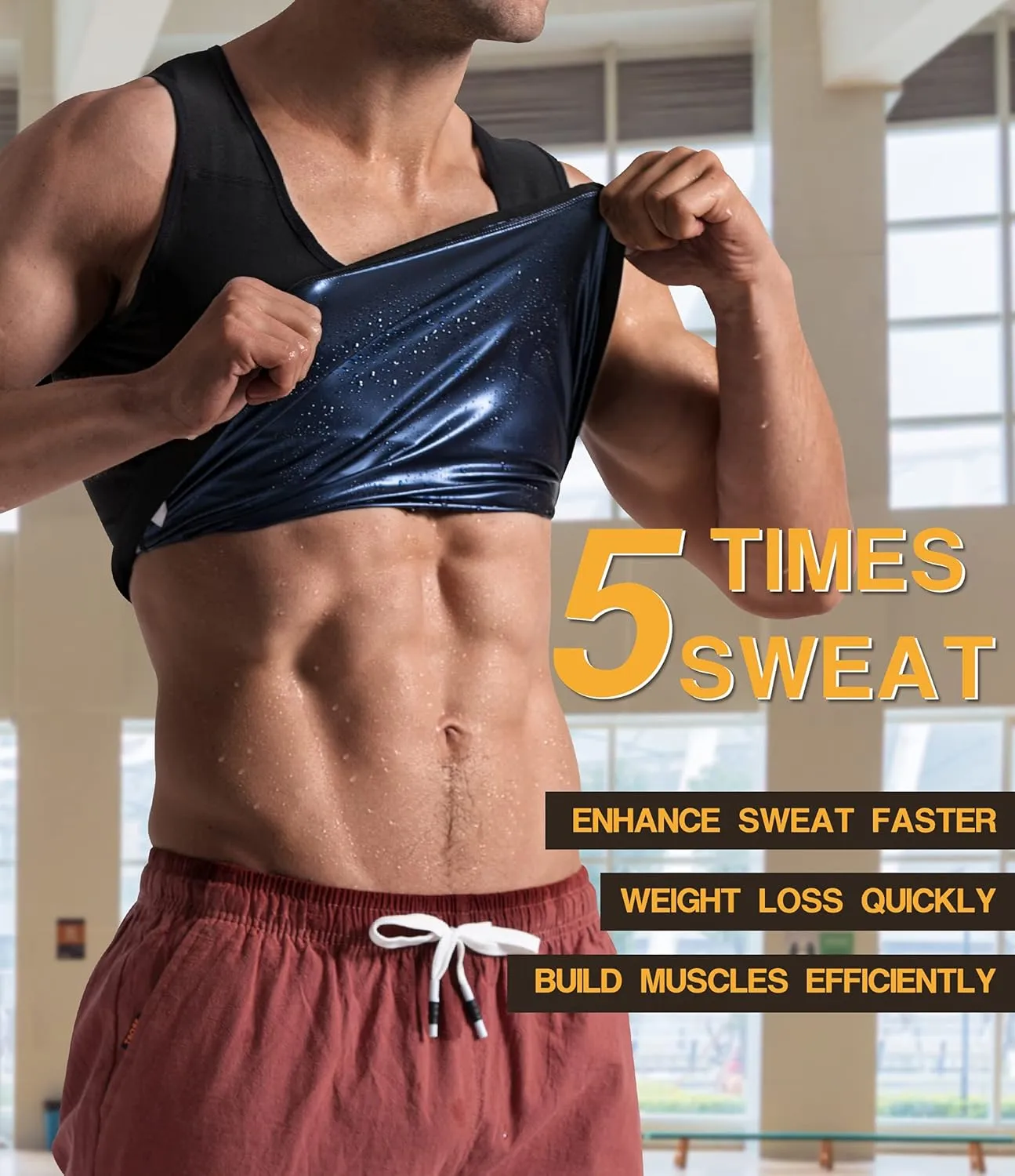 MOLLDAN Sauna Vest for Men Sweat Tank Top Pullover Workout Shirt Waist Trainer